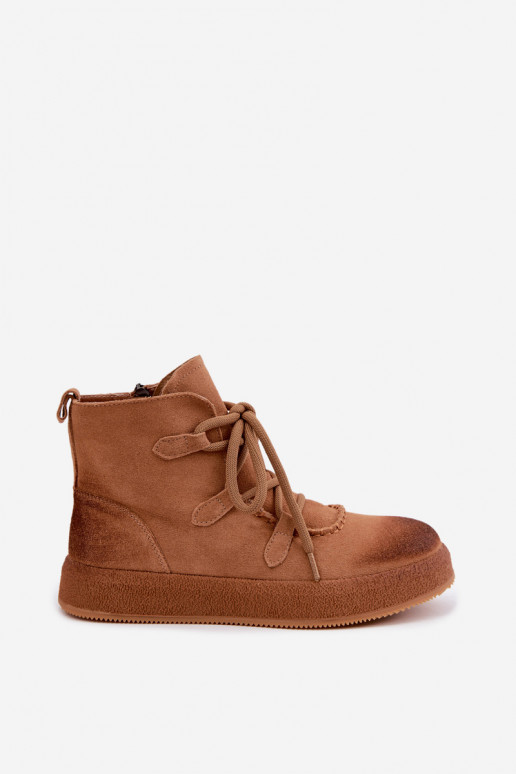 Wärmende Stiefeletten aus Kunstveloursleder Artiker in Braun