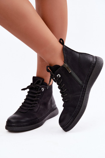 Wärmende Stiefeletten aus Kunstleder Artiker in Schwarz