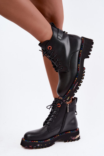 Fauxleder Arbeitsknöchelstiefel Artiker in Schwarz