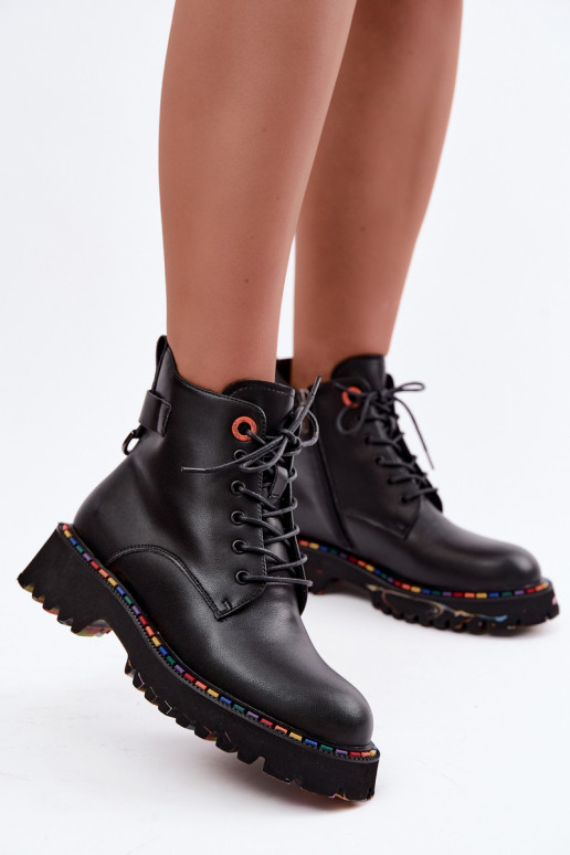 Fauxleder Arbeitsknöchelstiefel Artiker in Schwarz