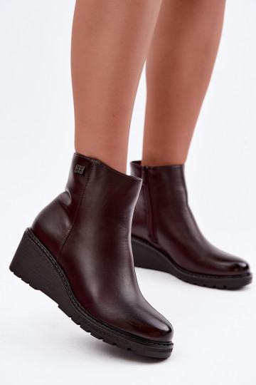 Wärmende bordeauxfarbene Stiefeletten mit Plateau Larisae 2