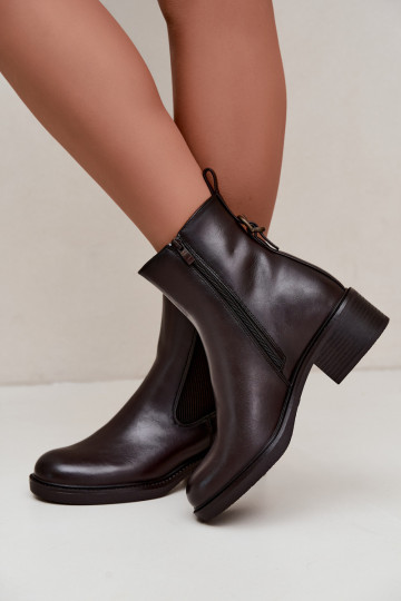 Wärmende Damen-Stiefeletten mit niedrigem Absatz Sergio Leone BT-04 in Schokoladenfarbe 2