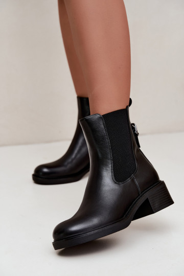 Wärmende schwarze Damen-Stiefeletten mit niedrigem Absatz Sergio Leone BT-04