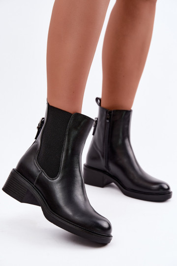 Wärmende schwarze Damen-Stiefeletten mit niedrigem Absatz Sergio Leone BT-04 2