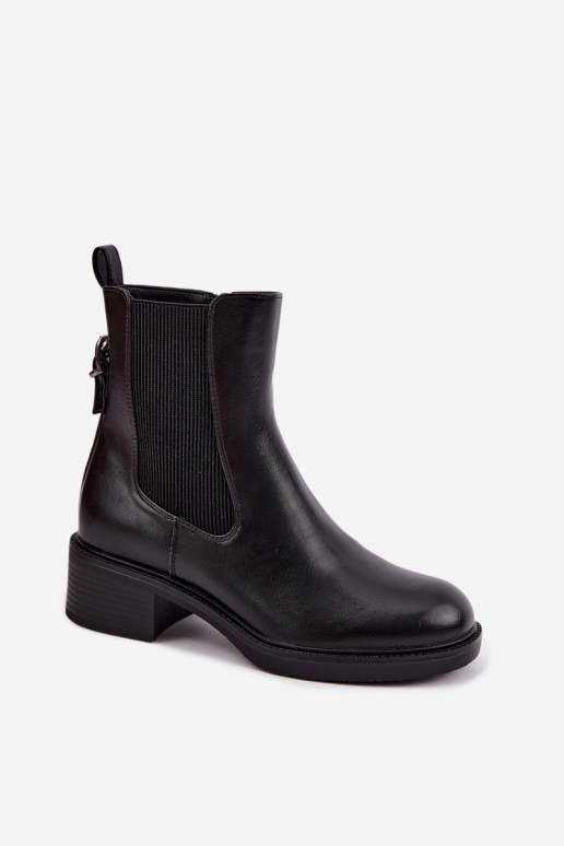 Wärmende schwarze Damen-Stiefeletten mit niedrigem Absatz Sergio Leone BT-04