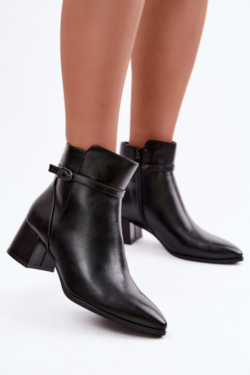 Wärmende schwarze Damen-Stiefeletten mit Absätzen und Schnallen Sergio Leone BT-33 2