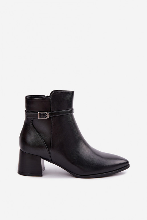 Wärmende schwarze Damen-Stiefeletten mit Absätzen und Schnallen Sergio Leone BT-33