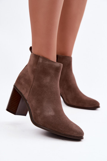 Tonkbeige Wildleder-Stiefeletten mit warmer Fütterung Sergio Leone BT-49-S