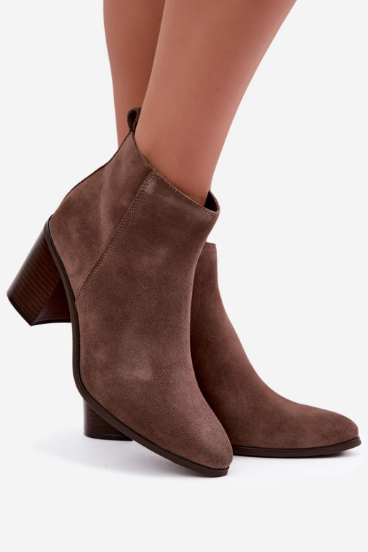 Tonkbeige Wildleder-Stiefeletten mit warmer Fütterung Sergio Leone BT-49-S