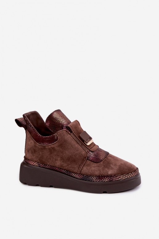 Braune Wildleder-Stiefel mit Plateau T.Sokolski KEN-J26-419