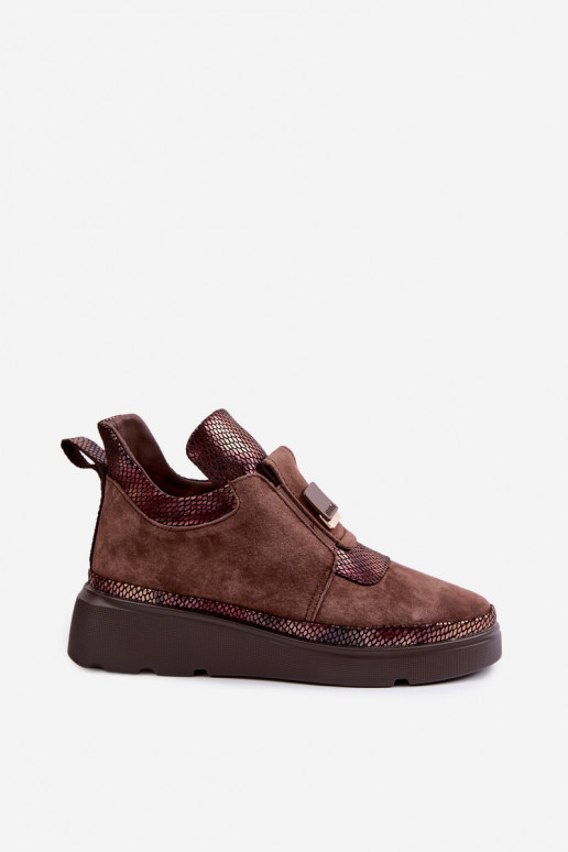 Braune Wildleder-Stiefel mit Plateau T.Sokolski KEN-J26-419
