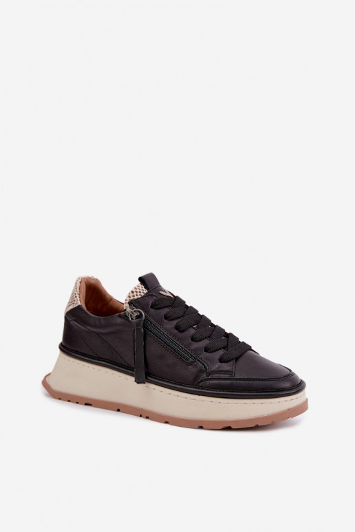 Schwarze Leder-Sneaker mit Plateau Artiker 55C0624