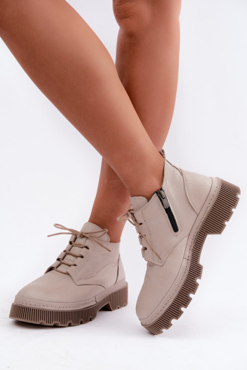 Graue Leder-Stiefeletten mit Plateau Artiker 57C2033