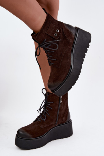 Zazoo 60499 aus INildleder Feminin Stiefel mit einer Plattform I Koturnie sich Zuarm laufen CzekoladoZue