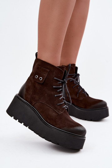 Zazoo 60499 aus INildleder Feminin Stiefel mit einer Plattform I Koturnie sich Zuarm laufen CzekoladoZue 2