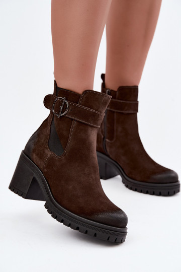 Haut INildlederschuhe Feminin mit Absätzen sich Zuarm laufen Zazoo 60601 CzekoladoZue 2