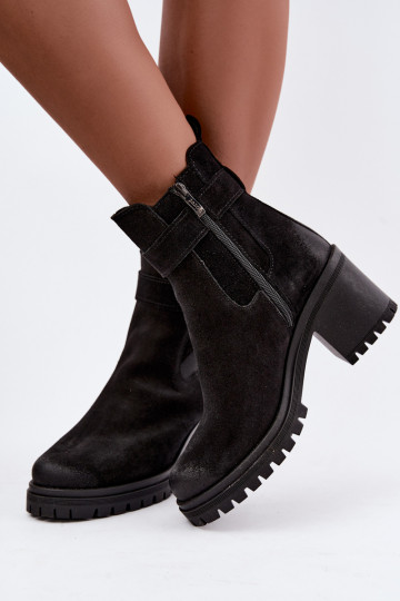 Haut INildlederschuhe Feminin mit Absätzen sich Zuarm laufen Zazoo 60601 schZuarze Farbe 2