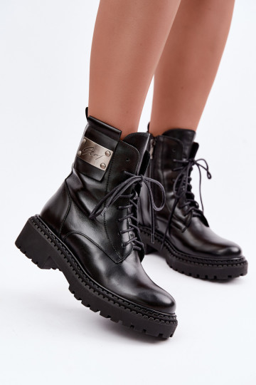 Damen warme Stiefeletten mit dekorativen Details Zazoo 60574 in schwarzer Farbe 2