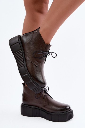 Damen warme Plattformschuhe Zazoo 60588 in Schokoladenfarbe 2