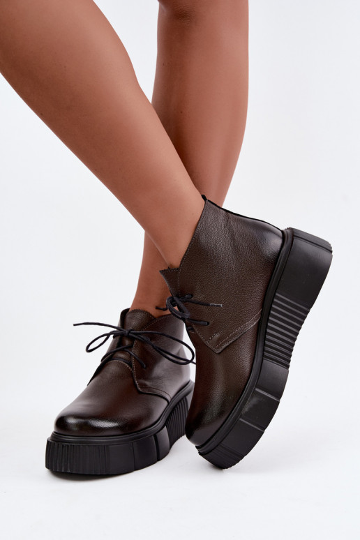Damen warme Plattformschuhe Zazoo 60588 in Schokoladenfarbe