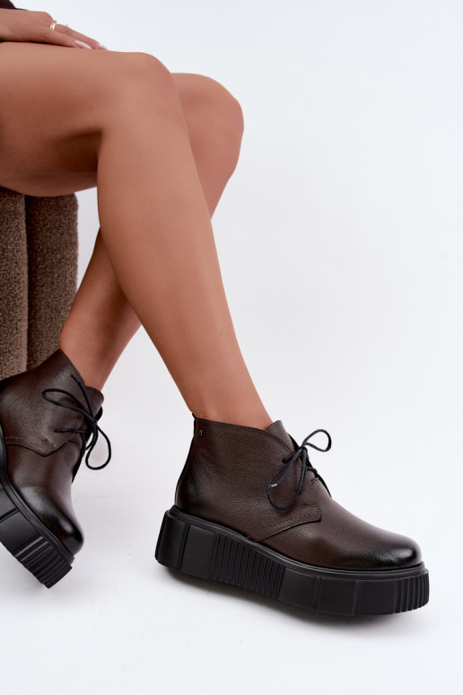 Damen warme Plattformschuhe Zazoo 60588 in Schokoladenfarbe