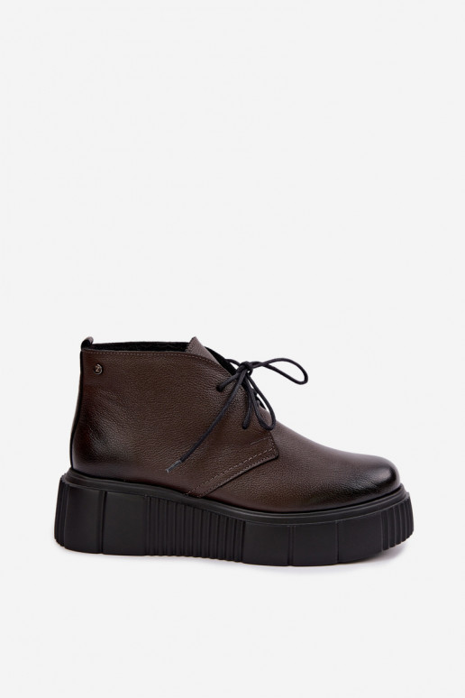 Damen warme Plattformschuhe Zazoo 60588 in Schokoladenfarbe