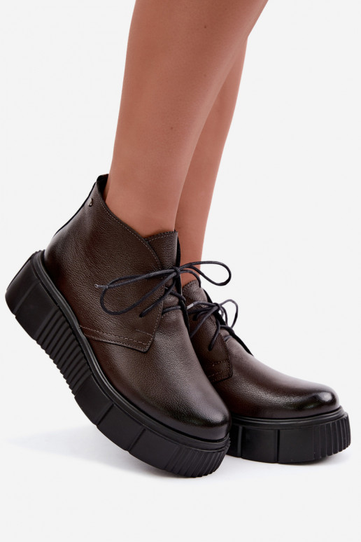 Damen warme Plattformschuhe Zazoo 60588 in Schokoladenfarbe