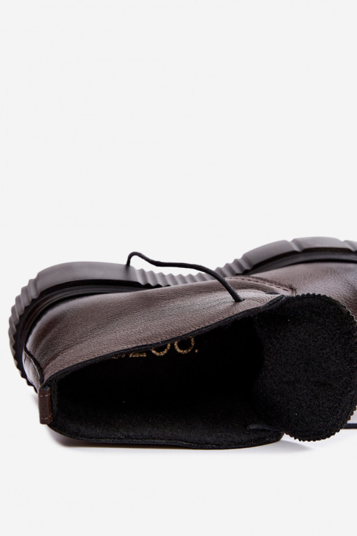 Damen warme Plattformschuhe Zazoo 60588 in Schokoladenfarbe