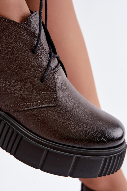 Damen warme Plattformschuhe Zazoo 60588 in Schokoladenfarbe