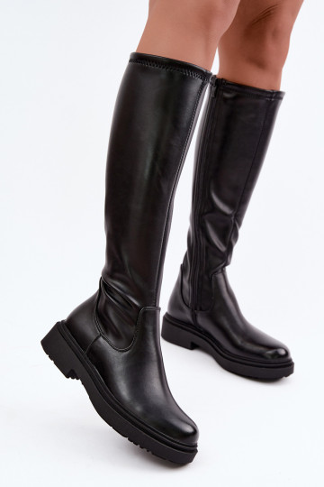 sich Zuarm laufen Damenstiefel mit breiten Absätzen Sergio Leone KZ-02 schZuarze Farbe