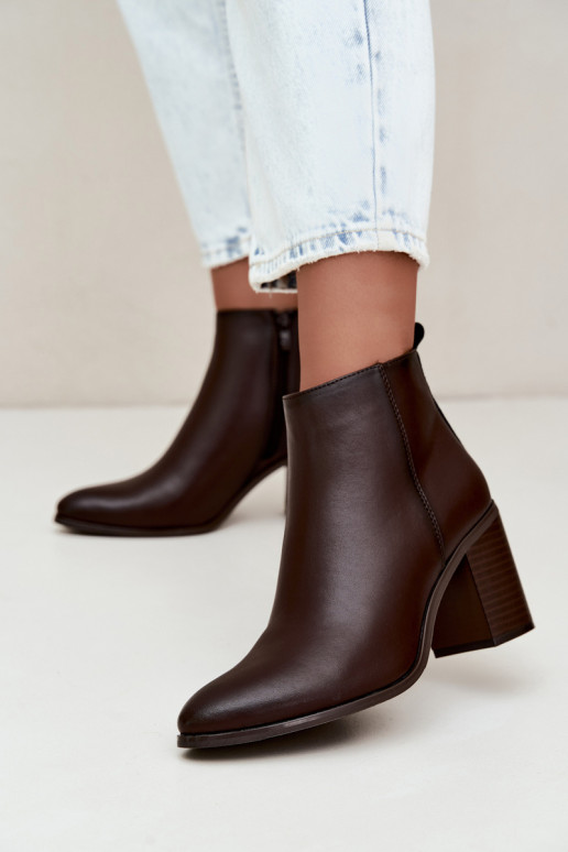 Damen warme Stiefeletten mit Isolierung Sergio Leone BT-50-S in Schokoladenfarbe