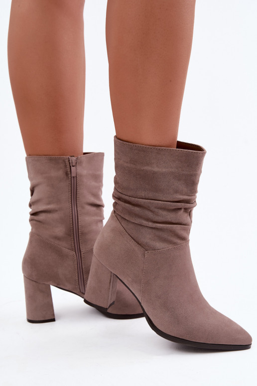 Damen warme Stiefeletten mit lockigem Obermaterial Dalessia in Tonfarbe