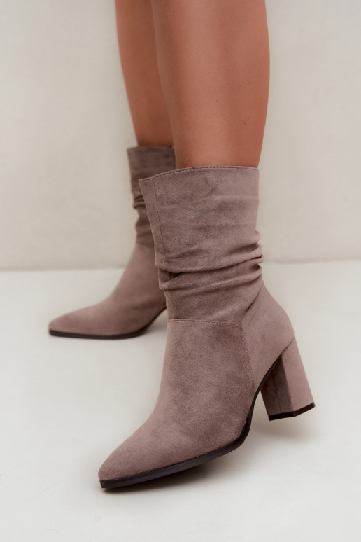 Damen warme Stiefeletten mit lockigem Obermaterial Dalessia in Tonfarbe