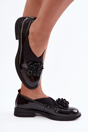 Haut Schuhe Feminin mit Ornamenten T.Sokolski S2 J26-271 mit Lackeffekt schZuarze Farbe