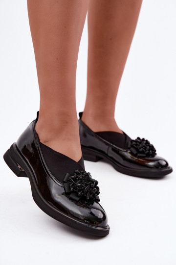 Haut Schuhe Feminin mit Ornamenten T.Sokolski S2 J26-271 mit Lackeffekt schZuarze Farbe 2
