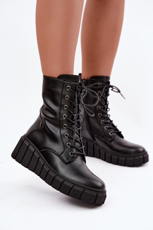 Damen warme Stiefeletten mit Plateau T.Sokolski AN Z26-160 in schwarzer Farbe