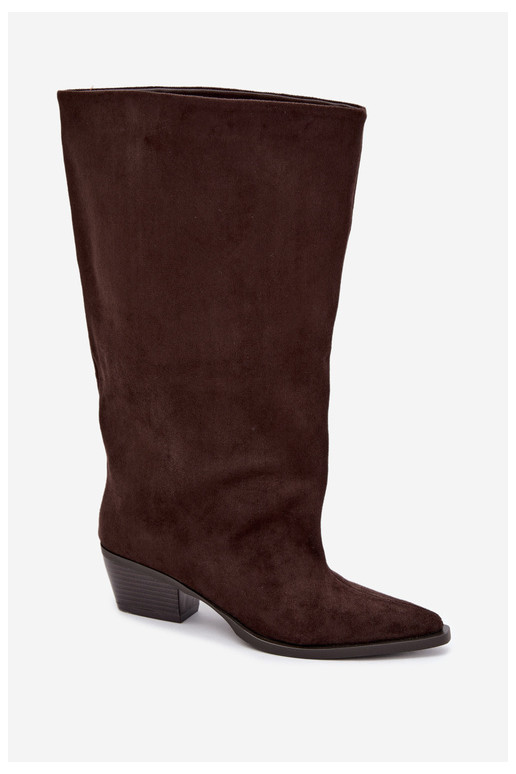 Stiefeletten mit Absatz aus braunem Kunstveloursleder Casella