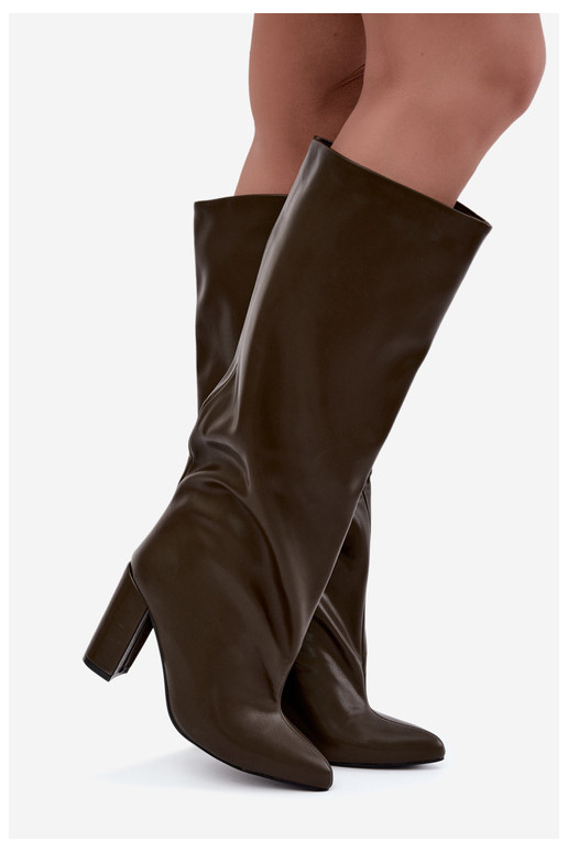 Khaki Stiefeletten mit Absatz Emeline
