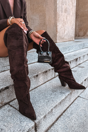 Schokoladenfarbene Damen-Knöchelhohe Stiefel mit Absätzen Anica