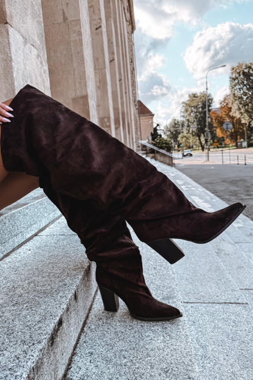 Schokoladenfarbene Damen-Knöchelhohe Stiefel mit Absätzen Anica