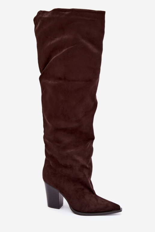 Schokoladenfarbene Damen-Knöchelhohe Stiefel mit Absätzen Anica