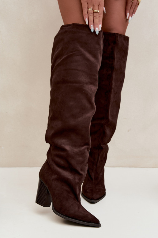Schokoladenfarbene Damen-Knöchelhohe Stiefel mit Absätzen Anica