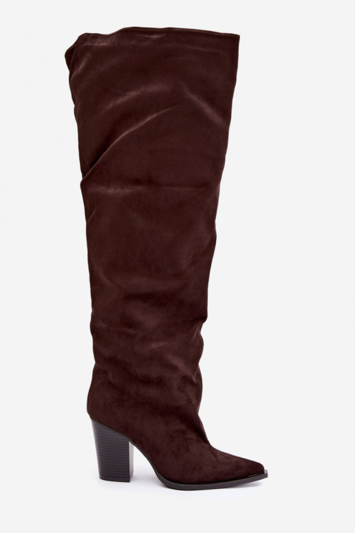 Schokoladenfarbene Damen-Knöchelhohe Stiefel mit Absätzen Anica