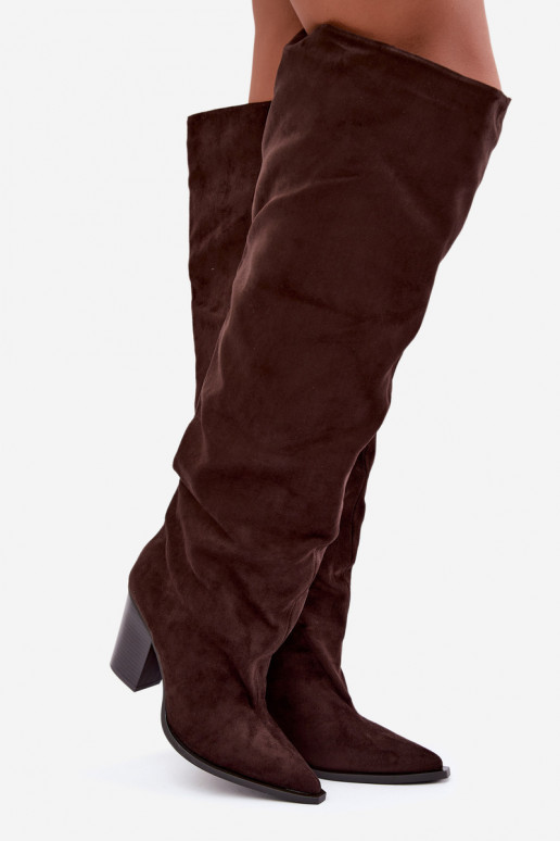 Schokoladenfarbene Damen-Knöchelhohe Stiefel mit Absätzen Anica