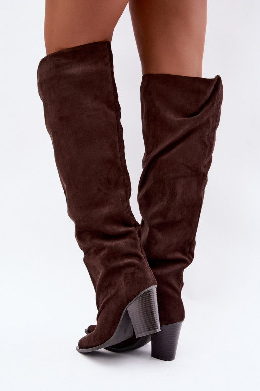 Schokoladenfarbene Damen-Knöchelhohe Stiefel mit Absätzen Anica