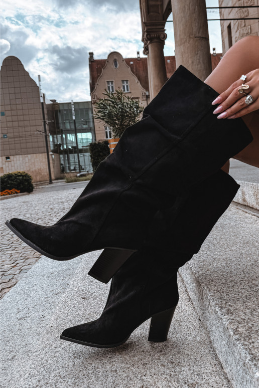 Schlupfstiefel mit Absatz schwarz Jensy