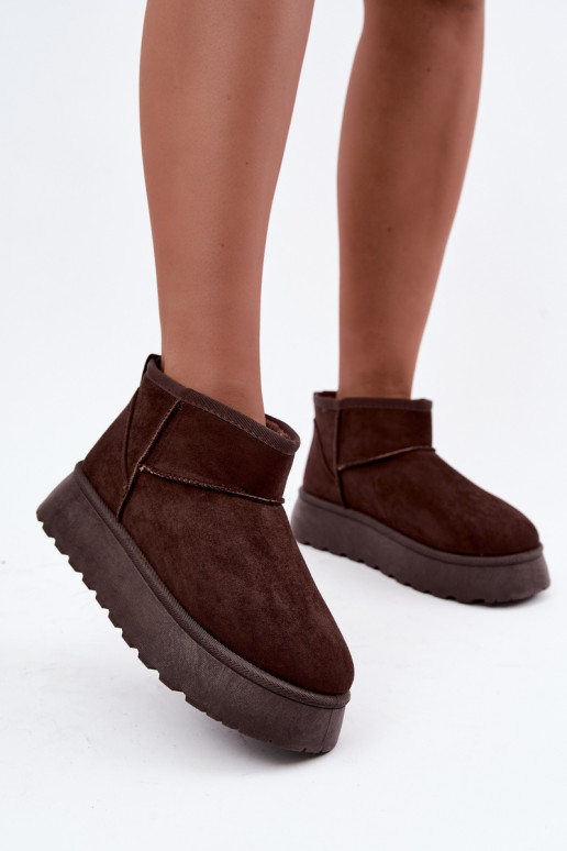 Wärmende Damen-Schneestiefel mit Plattform und Fell innen CzekoladoĮe Vesirae