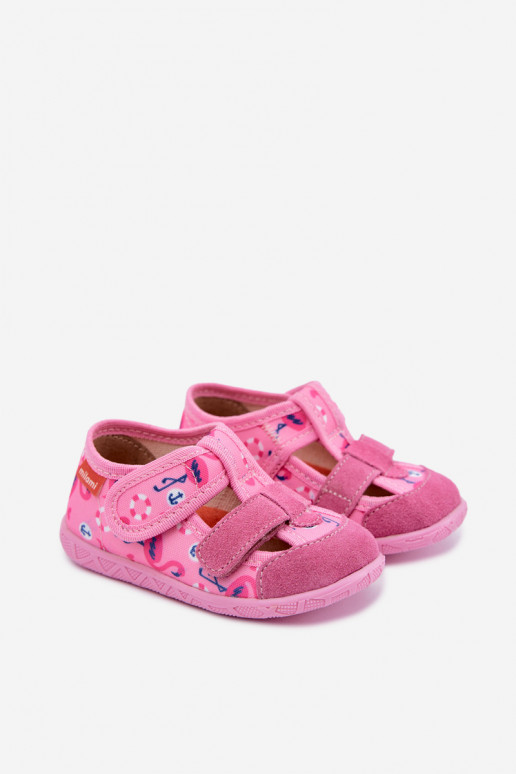 Kinderschuhe Milami mit Klettverschlüssen und Flamingos in Rosa Reathiana