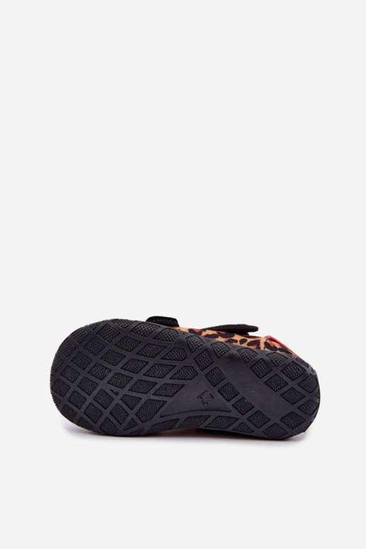 Kinderschuhe Milami mit Klettverschlüssen und Leopardenmustern in Schwarz und Gelb Reathiana