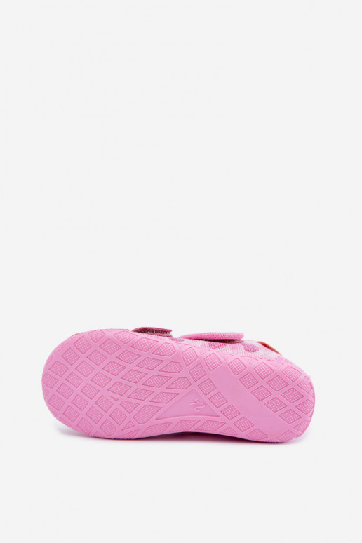 Kinderschuhe Milami mit Klettverschlüssen und glitzernden Herzen in Rosa Reathiana